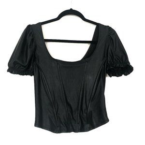 Dolls Kill Deluxe Damage Puff Sleeve Coated Corset Top Large